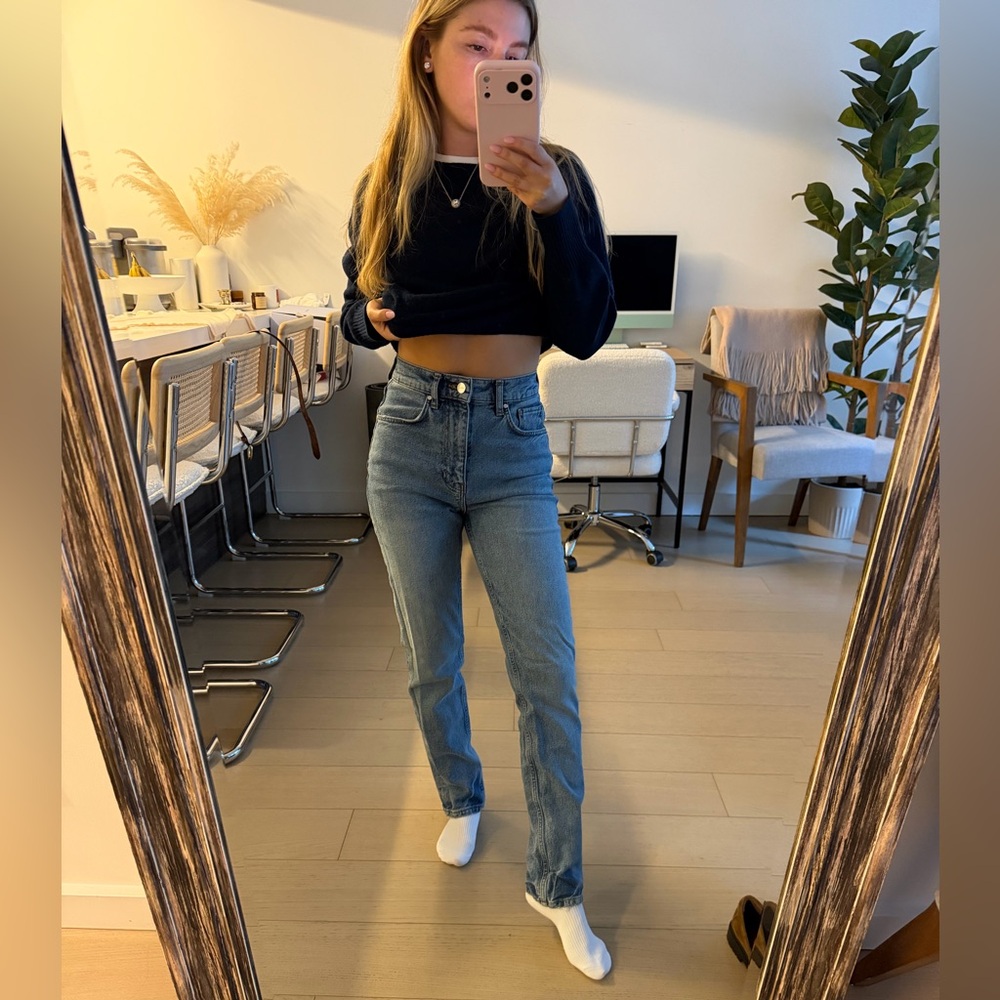 Anine Bing Light Blue Straight Leg Jeans (Samara Jean)
